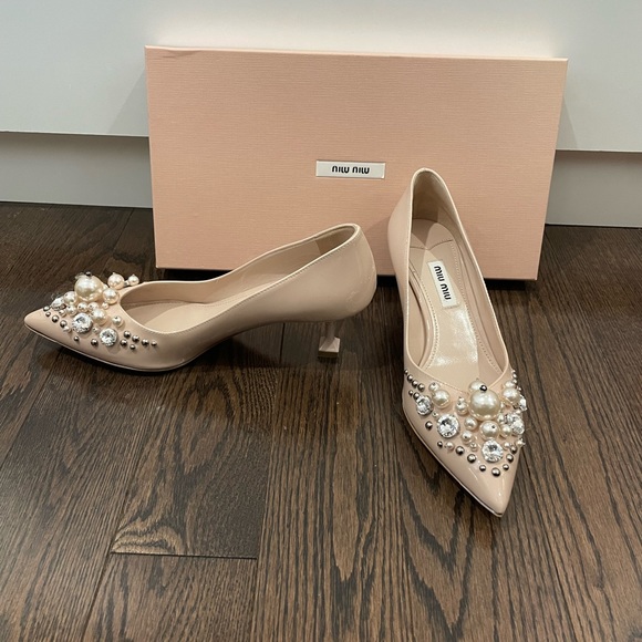 Miu Miu patent crystal cream shoe size 36 - Picture 2 of 5